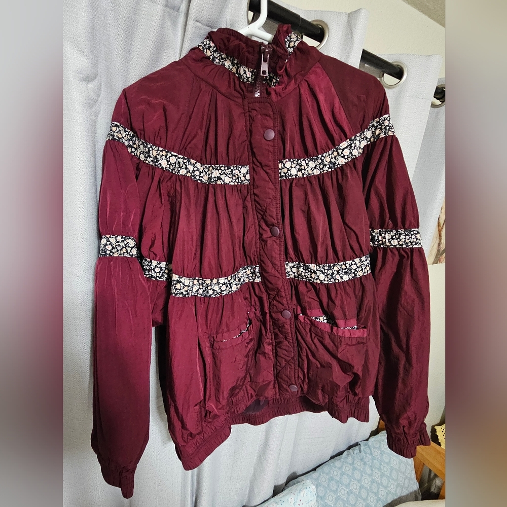 Free People burgundy floral jacket